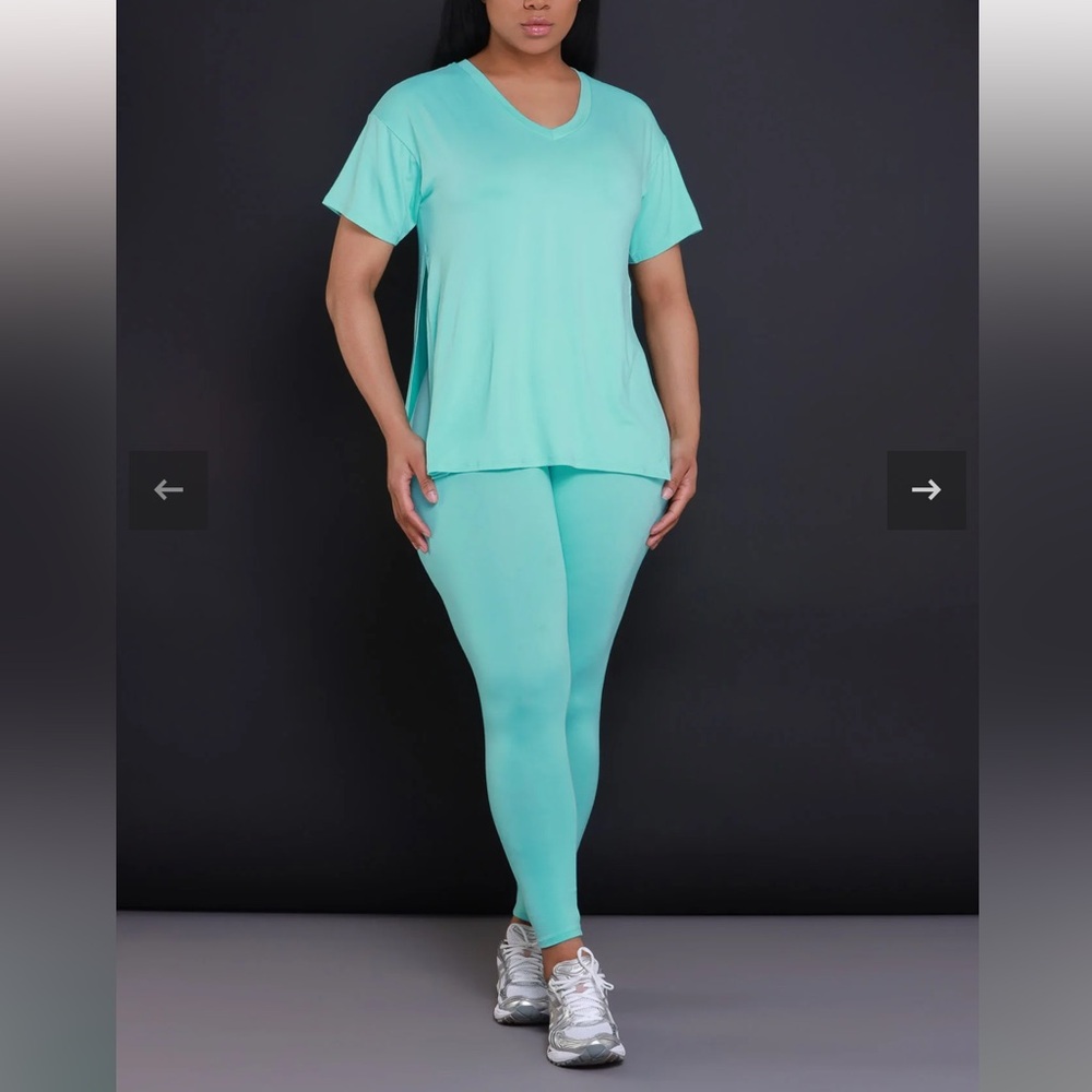 Swank a Posh - Open Mind Side Slit Short Sleeve Legging Set
